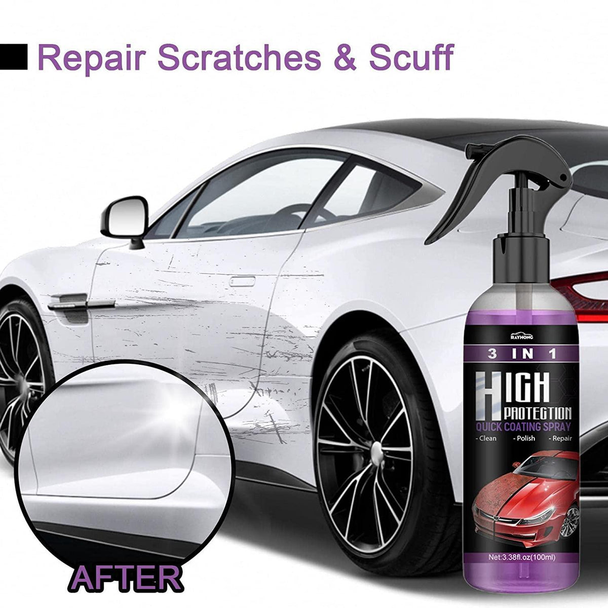 3-in-1 Nano Coating & Car Scratch Polish Spray (Pack of 2) – Waterless Wash & Gloss Shield
